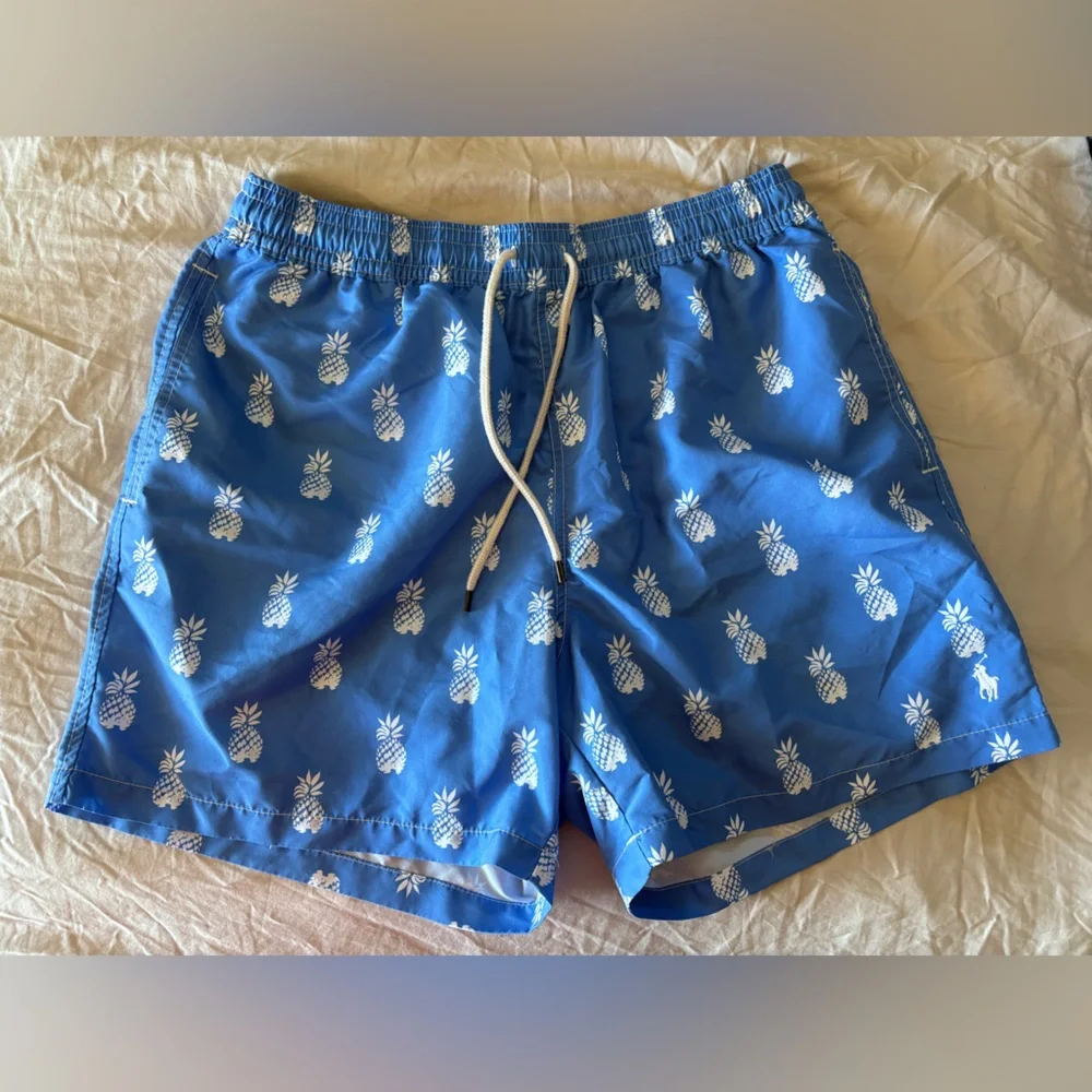 Ralph Lauren Blue Pineapple Swim Trunks Classic Swim Coastal Beach